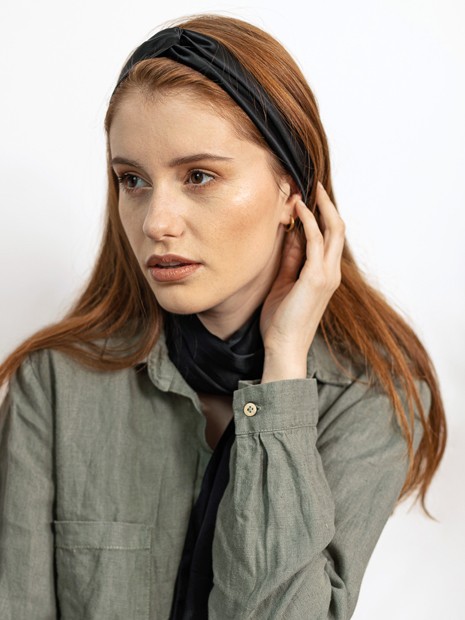 Hairband - deep black-Hairbands-Solunière | ethical silk