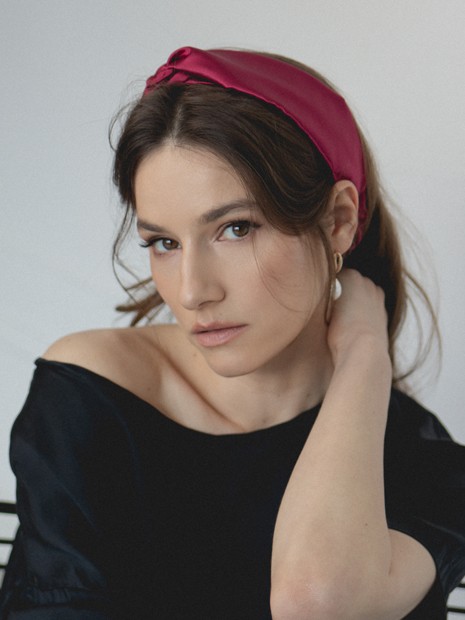 Hairband - rumba red-Hairbands-Solunière | ethical silk