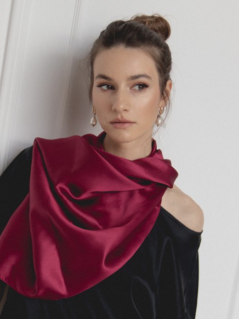 Peace Silk scarf - rumba red-Silk scarves & shawls-Solunière | ethical silk
