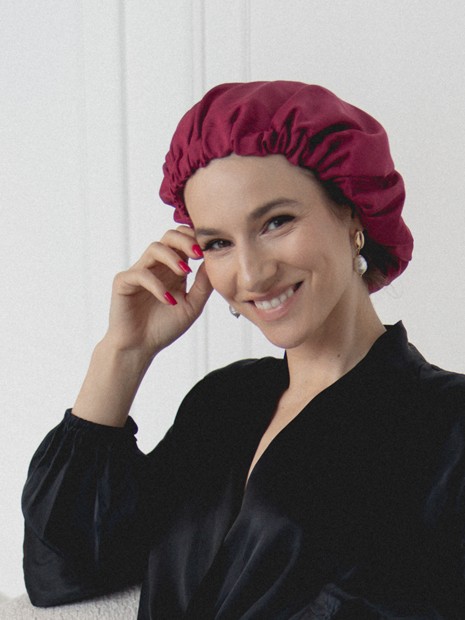 Schlafhaube - rumba red-Schlafhaube-Solunière | ethical silk